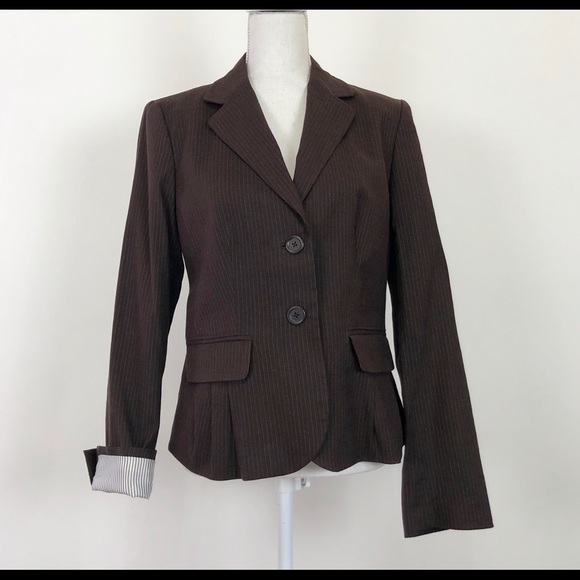 Banana Republic Striped Brown Flax Stretch Blazer - Picture 2 of 8